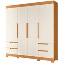 Ver imagem 1 de Guarda Roupa Casal com 4 Portas e 4 Gavetas Premium Quarto Moderno Organizador Cor Nature/off White