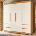 Ver imagem 2 de Guarda Roupa Casal com 4 Portas e 4 Gavetas Premium Quarto Moderno Organizador Cor Nature/off White