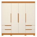 Ver imagem 3 de Guarda Roupa Casal com 4 Portas e 4 Gavetas Premium Quarto Moderno Organizador Cor Nature/off White