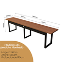 Ver imagem 4 de Banco Estilo Industrial 190cm Longo Base Ferro Tampo em Mdf Sala Hall