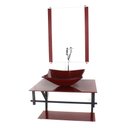 Ver imagem 1 de GABINETE DE VIDRO PARA BANHEIRO 60CM AP CUBA RETANGULAR VERMELHO CEREJA FULL COM TORNEIRA CROMADA