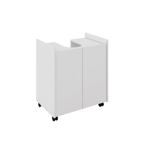 Gabinete para Banheiros Ecc 2 Portas com Prateleiras Flex e Rodízios Cor Branco Pz