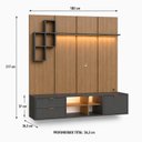 Ver imagem 3 de Conjunto Rack e Painel Suspenso para TV até 55 Polegadas com LED Aurora Mel/Grafite