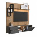 Ver imagem 4 de Conjunto Rack e Painel Suspenso para TV até 55 Polegadas com LED Aurora Mel/Grafite