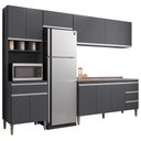 Ver imagem 1 de Cozinha Modulada 5 Peças Balcão com Pia 160cm Andréia Cinza - AJL Móveis