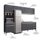 Ver imagem 3 de Cozinha Modulada 5 Peças Balcão com Pia 160cm Andréia Cinza - AJL Móveis