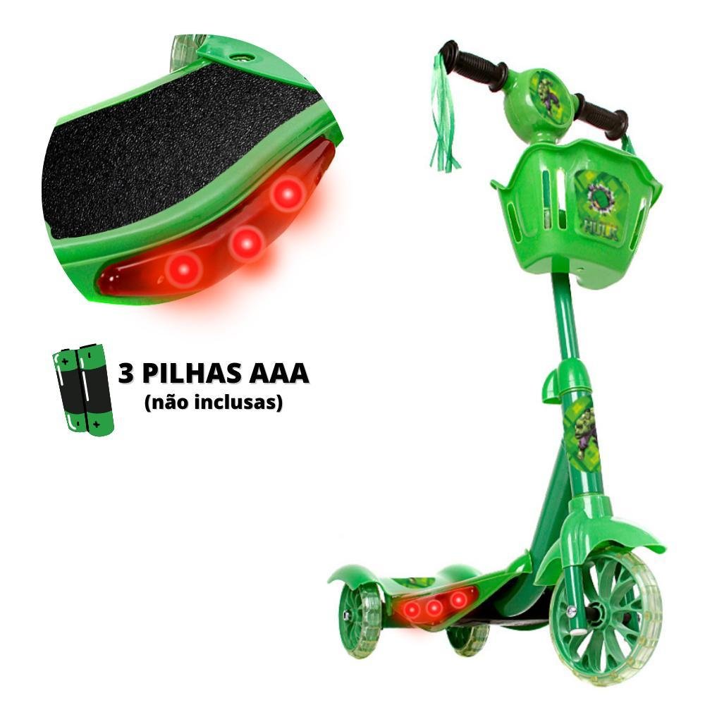 Patinete Crianças Scooter 3 Rodas Brinquedo Infantil Hulk - 6