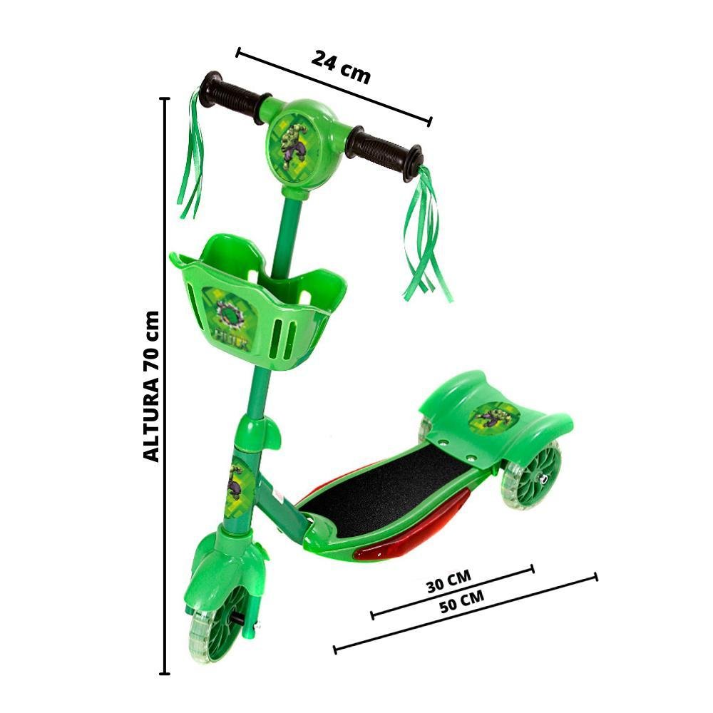 Patinete Crianças Scooter 3 Rodas Brinquedo Infantil Hulk - 5