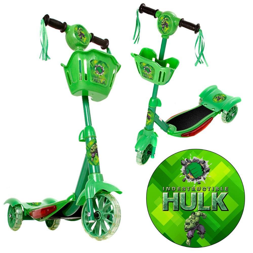 Patinete Crianças Scooter 3 Rodas Brinquedo Infantil Hulk - 2