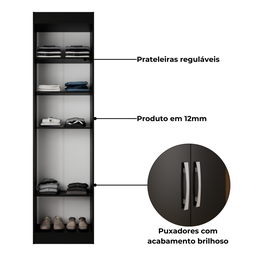 Guarda-roupa Multiuso Solteiro Compact Preto - Direto Sim - 3