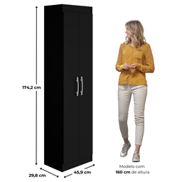 Guarda-roupa Multiuso Solteiro Compact Preto - Direto Sim - 4