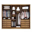 Ver imagem 3 de Guarda Roupa Casal Livorno 6 Portas Giratórias 8 Gavetas MDF com Espelho Cumaru-Fendi Móveis Novo