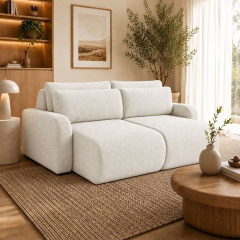 Sofá Retrátil 4 Lugares Bouclê Apolo 250cm Alaska