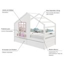 Ver imagem 3 de Cama Casinha com Janela e 02 Gavetas Madeira Maciça Branco/ Rosa Housin