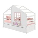 Ver imagem 2 de Cama Casinha com Janela e 02 Gavetas Madeira Maciça Branco/ Rosa Housin