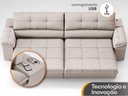 Ver imagem 6 de Sofá com Carregador USB Retrátil Reclinável Montreal 2,90m Velosuede Areia - NETSOFAS