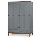 Ver imagem 1 de Guarda-roupa Rústico 4 Portas e 2 Gavetas - Madeira Maciça e Mdf - Cinza