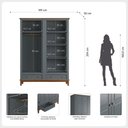 Ver imagem 3 de Guarda Roupa Solteiro Madeira Maciça Rústico 4 Portas 2 Gavetas Cinza - Apaixone & Decore