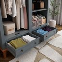 Ver imagem 6 de Guarda Roupa Solteiro Madeira Maciça Rústico 4 Portas 2 Gavetas Cinza - Apaixone & Decore