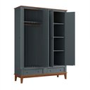 Ver imagem 5 de Guarda Roupa Solteiro Madeira Maciça Rústico 4 Portas 2 Gavetas Cinza - Apaixone & Decore