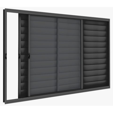 Veneziana 3 Folhas 1,00 X 1,50 Sem Grade Alumínio Preto