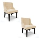 Ver imagem 7 de Kit 02 Cadeiras De Jantar Suede Bege Base Fixa Madeira