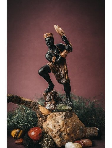Imagem Orixa Xango Marrom Escultura Resina Estatua 17cm - 1