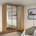Ver imagem 1 de Guarda Roupa de Canto Porta de Correr 3 Portas 2 Espelhos Mdf Altezza Trend Belmax:freijó/off White