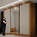 Ver imagem 7 de Guarda-Roupa para Casal com Espelho San Marino 100% MDF Marrom/Cinamomo/Off White