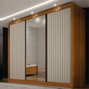 Ver imagem 1 de Guarda-Roupa para Casal com Espelho San Marino 100% MDF Marrom/Cinamomo/Off White