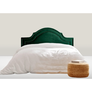 Cabeceira Casal Curva Dupla Tacha Luxo Estofada Com Tachas - 140x60cm Veludo Verde Esmeralda