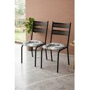 Ver imagem 1 de Kit 2 Cadeiras Life Estilo Industrial Reforçada Cozinha Aço Preto Estofado Estampado Ramado Branco