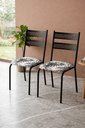 Ver imagem 1 de Kit 2 Cadeiras Life Estilo Industrial Reforçada Cozinha Aço Preto Estofado Estampado Ramado Branco