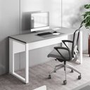 Ver imagem 1 de Mesa de Escritório Retangular Plataforma de Trabalho Moderno sem Gavetas 120cm Cinza com Branco F5