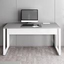 Ver imagem 7 de Mesa de Escritório Retangular Plataforma de Trabalho Moderno sem Gavetas 120cm Cinza com Branco F5