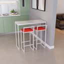 Ver imagem 2 de Bancada Cozinha Balcão Gourmet Branco 2 Banquetas Estofado Br