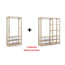 Ver imagem 1 de Arara Dupla e Arara Simples em Madeira Reflorestada Multiuso para Dormitório Ajl Arara de Roupas