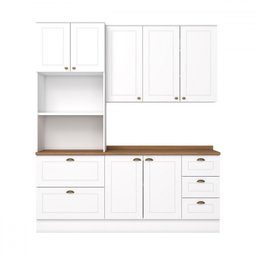 Cozinha Completa Americana 7 Portas 5 Gavetas 100% Mdf Branco Hp/nature Ce758 - Henn - 2