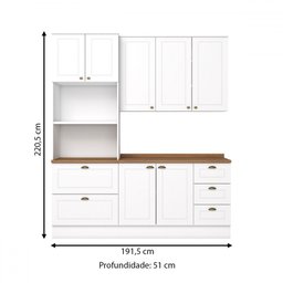 Cozinha Completa Americana 7 Portas 5 Gavetas 100% Mdf Branco Hp/nature Ce758 - Henn - 4