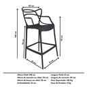 Ver imagem 3 de Banqueta Alta Allegra para Bancada Cozinha Gourmet em Polipropileno - Preto