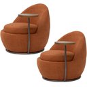 Ver imagem 1 de Kit 02 Poltronas Decorativa Giratória Yumi com Mesa Lateral Direita C06 Linho Terracota C-201 - Lyam