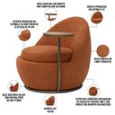 Ver imagem 3 de Kit 02 Poltronas Decorativa Giratória Yumi com Mesa Lateral Direita C06 Linho Terracota C-201 - Lyam