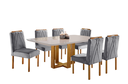 Ver imagem 2 de Conjunto Sala de Jantar Munique 6 Lugares Madeira Maciça Tampo com Vidro