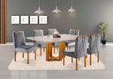 Ver imagem 1 de Conjunto Sala de Jantar Munique 6 Lugares Madeira Maciça Tampo com Vidro