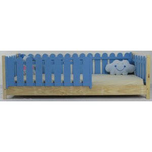 Cama Infantil Solteiro Base Colorida Madeira Maciça Pinus Grade Cercadinho