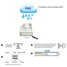 Sensor de Presença Infra de Sobrepor Prova Dagua Externo - 2