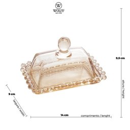 Manteigueira de Cristal Pearl Âmbar 28221 - Wolff - 4
