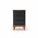 Ver imagem 2 de Mesa de Cabeceira 3 Gavetas Clássica Pés Luiz Xv Preto - Imbuia