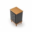 Ver imagem 3 de Mesa de Cabeceira 3 Gavetas Clássica Pés Luiz Xv Preto - Imbuia
