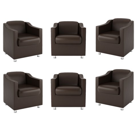 Kit 6 Poltronas Tilla para Salão Recepção – Balaqui Decor Cor:courino Marrom